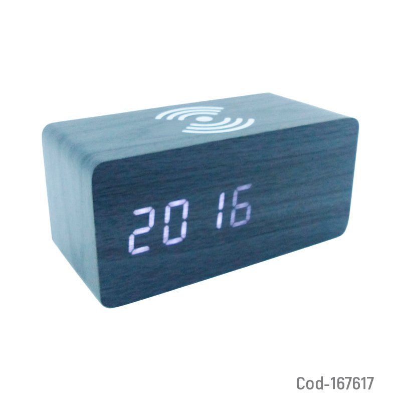 Reloj despertador digital con alarma, carga inalambrica y temperatura. mayorista — imagen 3