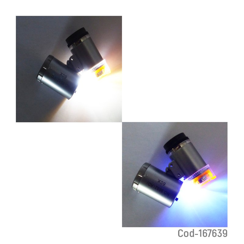 Microscopio lupa de bolsillo modelo 9882 de 60x con estuche y luz led mayorista — imagen 2