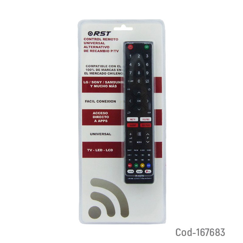 Control remoto universal para tv multimarca, marca rst modelo t-4276 compatible con smart tv, led y lcd. mayorista — imagen 3
