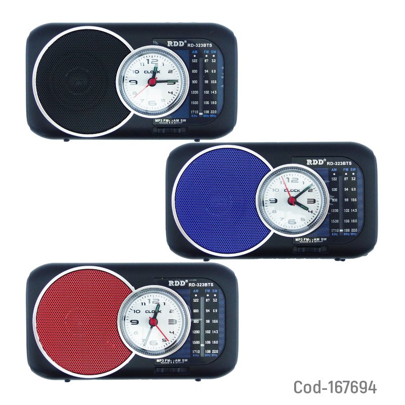 Radio multibanda solar marca rdd modelo rd-323bts con conexion bluetooth, reloj, led cob, usb, tf y fm mayorista — imagen 3