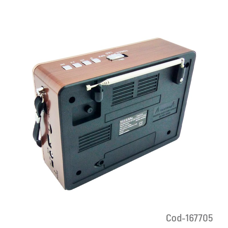 Radio multibanda marca yuegan modelo yg-2113 retro con bluetooth, reloj, linterna, usb, tf y aux mayorista — imagen 2