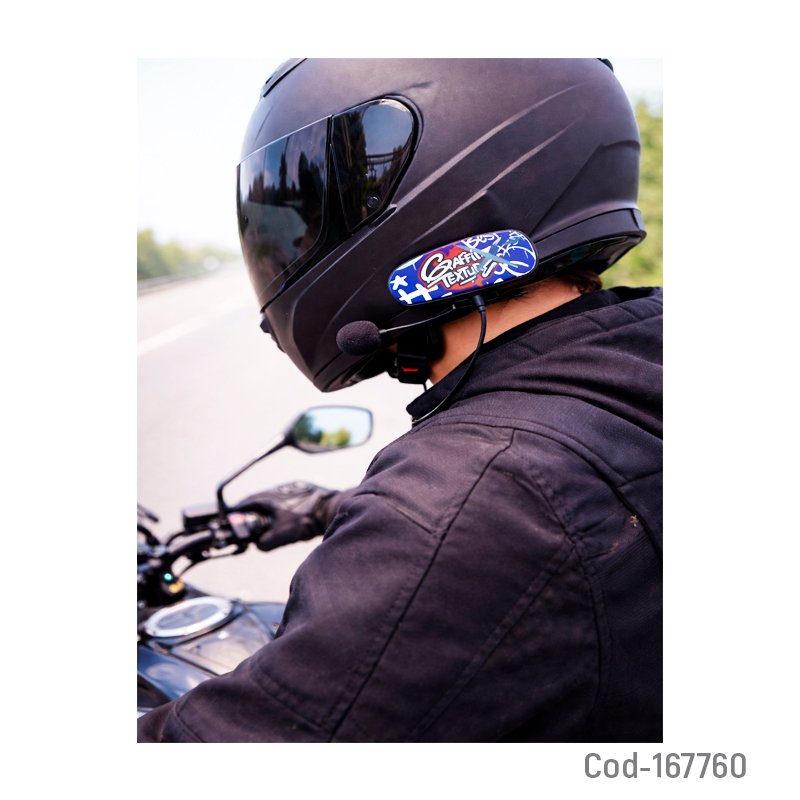 Bluetooth para casco modelo k15 graffiti con luz y recargable. mayorista — imagen 3