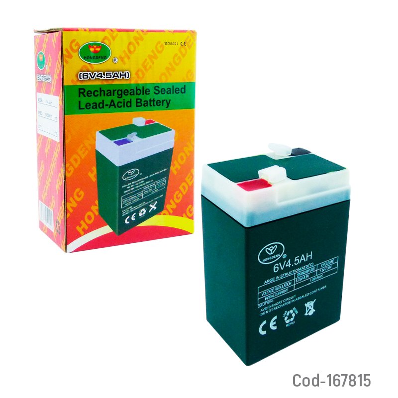 Bateria de 6volt a 4.5 amp de repuesto, marca hongdeng mayorista — imagen 4