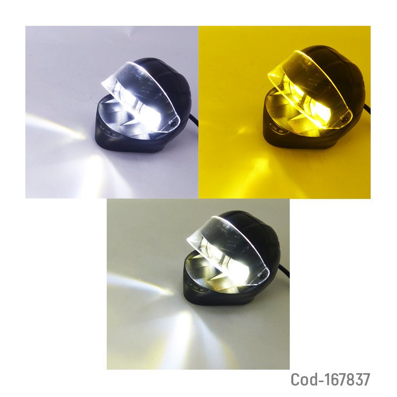 Neblinero led para moto diseño de casco a 30 watt con 2 led duo color en 12 o 24 volt mayorista — imagen 3