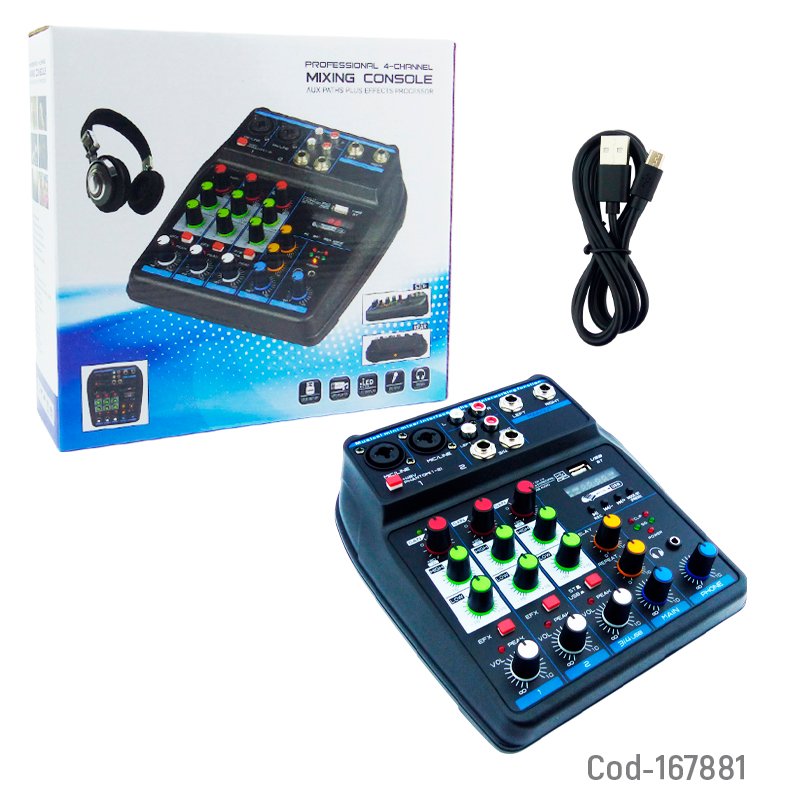 Consola mixer mezcladora de sonido generica de 4 canales con bluetooth mayorista — imagen 4