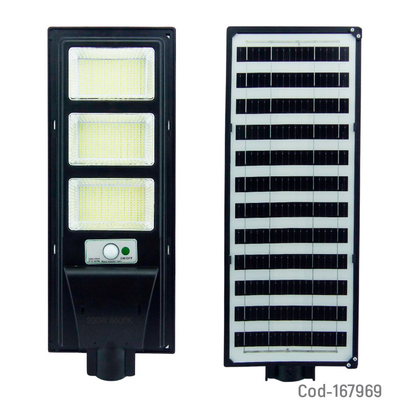 Foco para poste solar de 900 watt de 3 placas con 840 led, sensor de movimiento y control remoto. mayorista — imagen 2