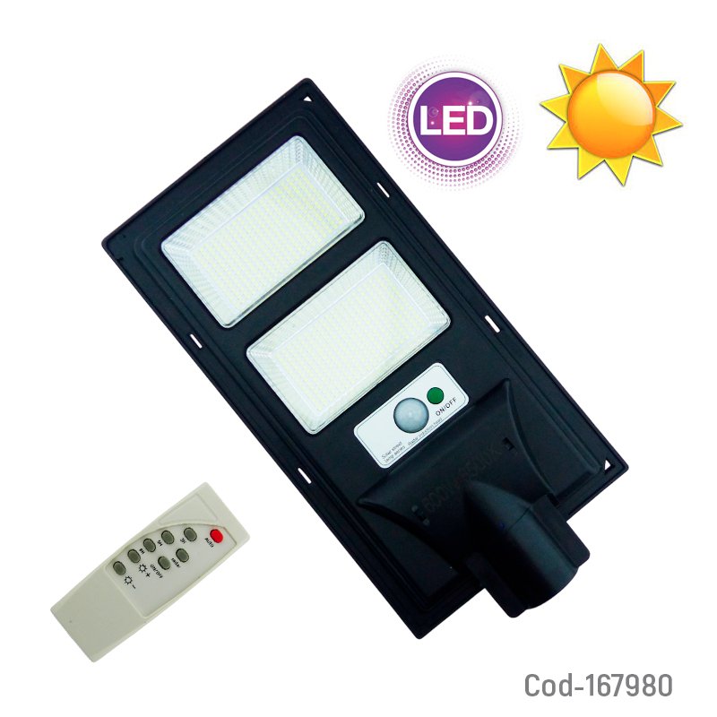 Foco Para Poste Solar De 600 Watt Con 560 LED En 2 Placas, Sensor Y Control Remoto. 37.5 cm x 18.5 cm x 5 cm por mayor en Chile