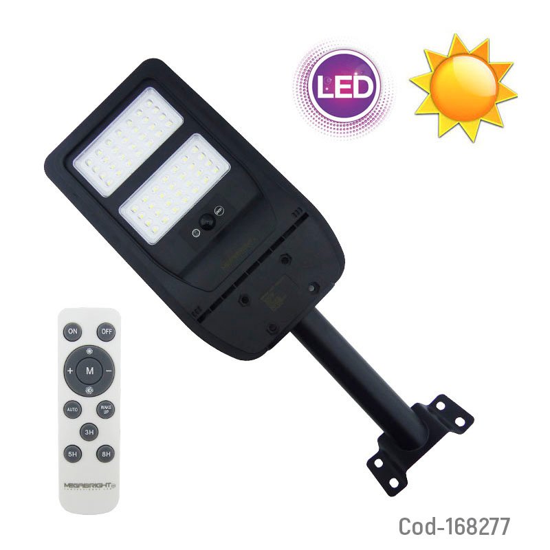 Foco con brazo solar de 100 watt y 56 led modelo brisa marca megabrigth de 2 placas con control y sensor. mayorista — imagen 4