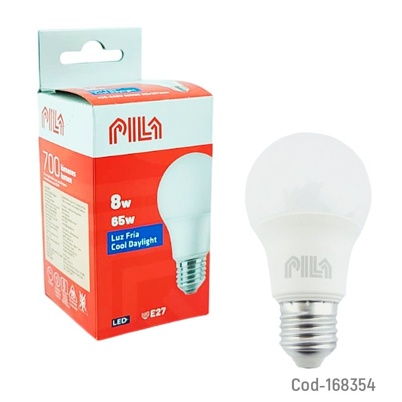 Ampolleta led marca pila de 8 watt luz fria de 700 lumenes - pack de 10 unidades mayorista — imagen 3
