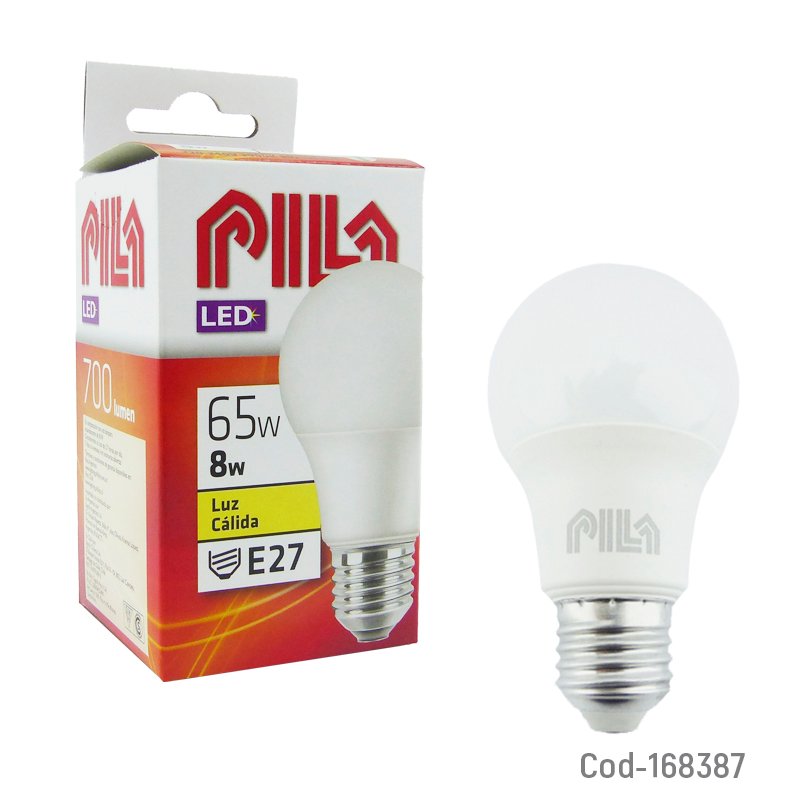 Ampolleta led marca pila de 8 watt luz calida de 700 lumenes - pack de 10 unidades mayorista — imagen 3