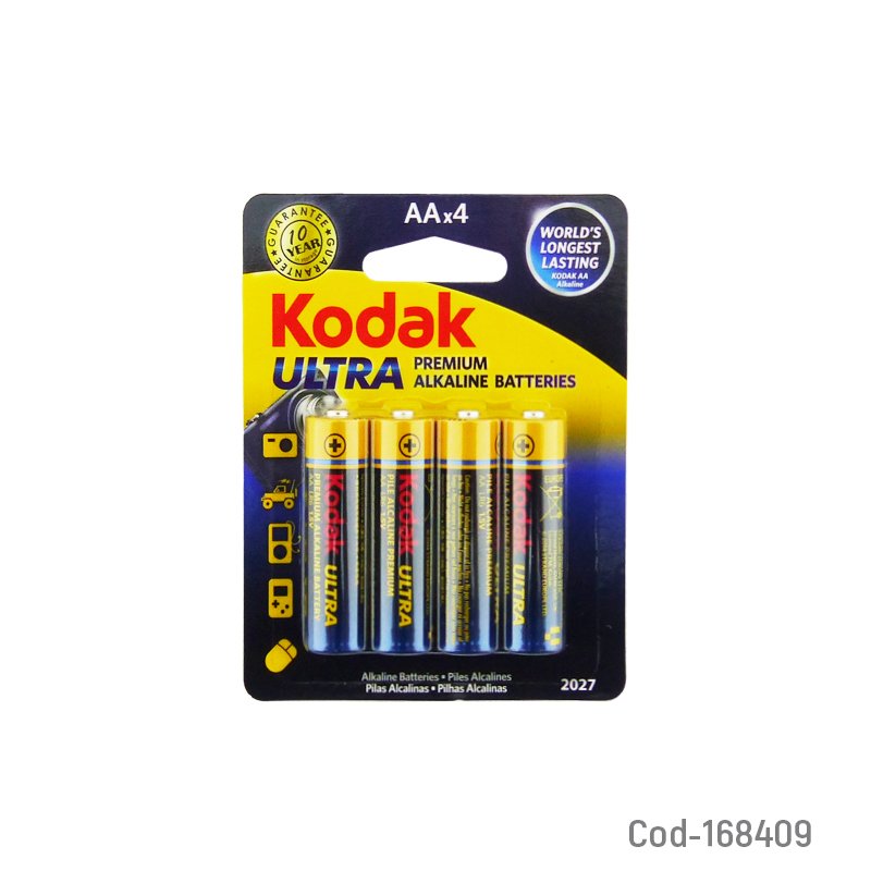Pilas Marca KODAK Ultra Premium Alkaline Tipo AA De 1.5 Volt 4 PZA por mayor en Chile