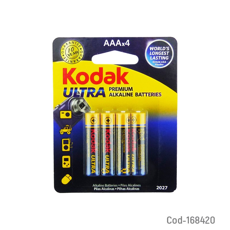 Pilas Marca KODAK Ultra Premium Alkaline Tipo AAA De 1.5 Volt 4 PZA por mayor en Chile