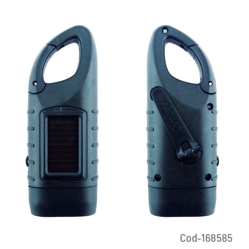 Linterna led solar mini recargable con dinamo y gancho en variedad de colores. - pack de 10 unidades mayorista — imagen 2