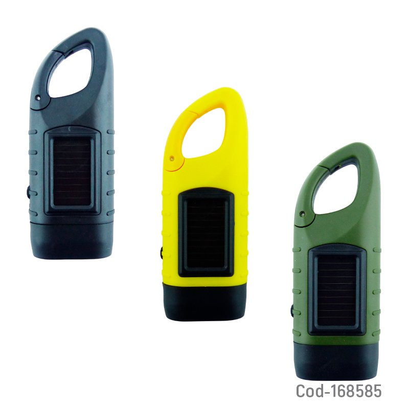 Linterna led solar mini recargable con dinamo y gancho en variedad de colores. - pack de 10 unidades mayorista — imagen 3