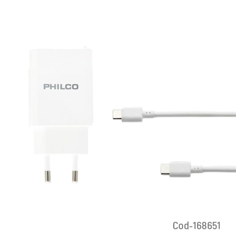 Cargador de 1 pd type-c marca philco de carga rapida a 20 watt mayorista — imagen 2