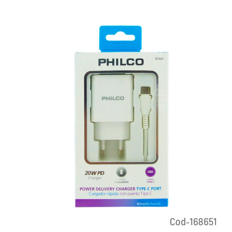 Cargador de 1 pd type-c marca philco de carga rapida a 20 watt mayorista — imagen 3