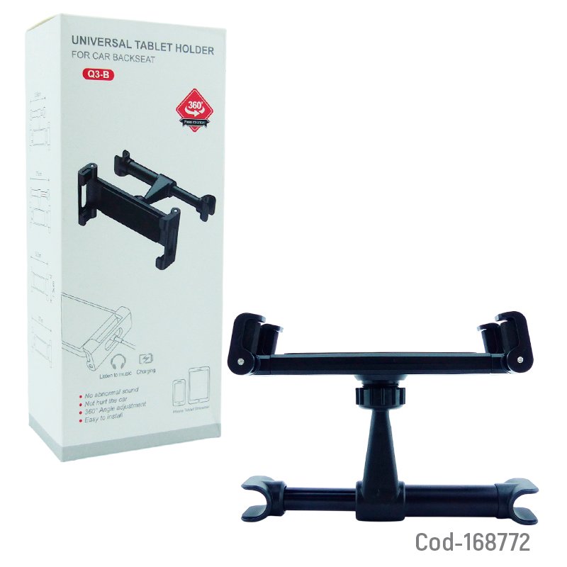 Porta Tablet Para Cabecera De Auto Universal Modelo Q3-B - Pack de 10 unidades 16.3 cm x 7.5 cm por mayor en Chile