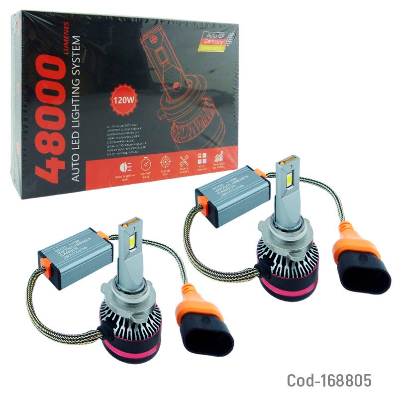 Ampolleta Kit LED 9005 Marca AUTOGP De 120 Watt, 48000 Lumenes. Con Canbus Y Ventilador 7.2 cm x 3.9 cm por mayor en Chile