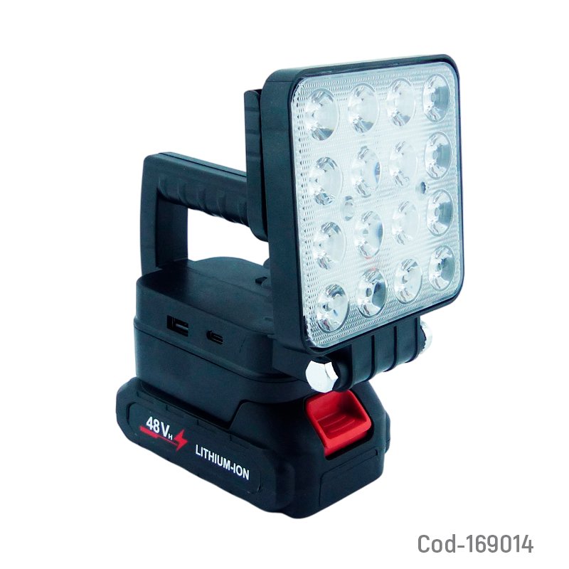 Foco portatil de 16 led con bateria extraible recargable y manija. mayorista — imagen 4