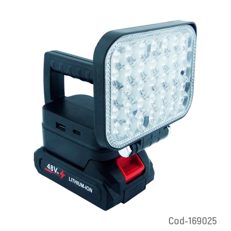 Foco portatil de 35 led con bateria extraible recargable y manija. mayorista — imagen 4