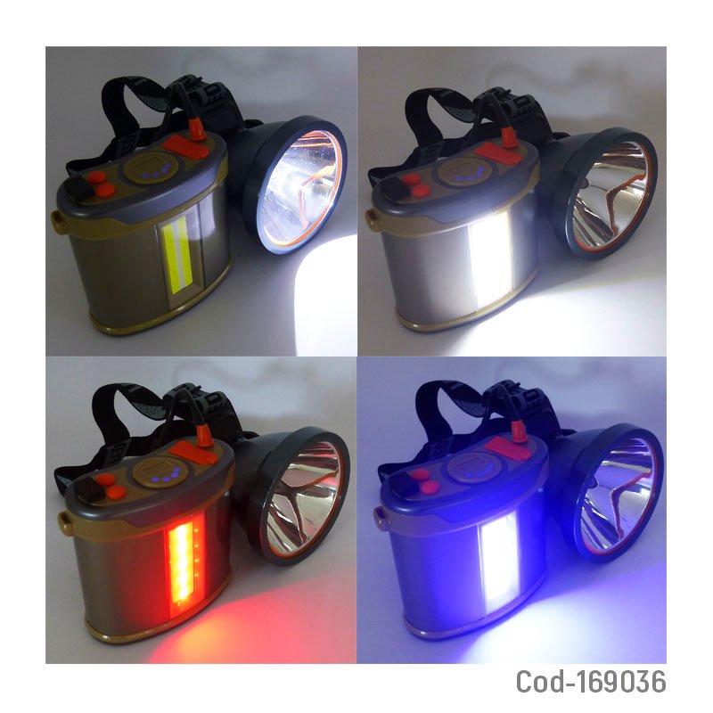 Linterna minero de 1 led mas led cob modelo pn-161 con bateria externa. mayorista — imagen 3