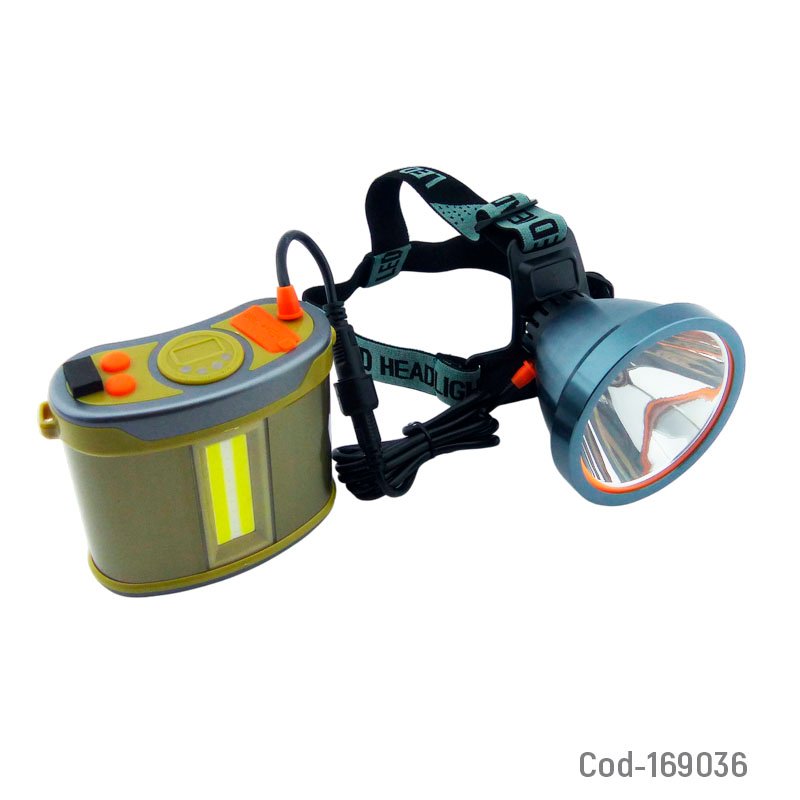 Linterna minero de 1 led mas led cob modelo pn-161 con bateria externa. mayorista — imagen 4