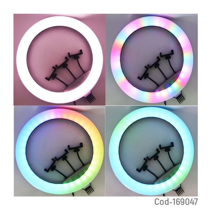Aro led de 18 pulgadas, 45 cm, varios tonos de luz, rgb. con tripode y control remoto mayorista — imagen 3