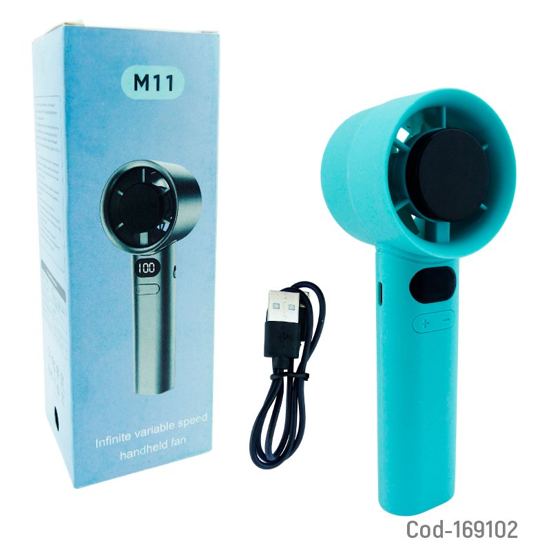 Ventilador Mini Portable Modelo M11 Con Pantalla LCD Y Es Recargable. - Pack de 10 unidades 16 cm x 5.4 cm x 5.2 cm por mayor en Chile