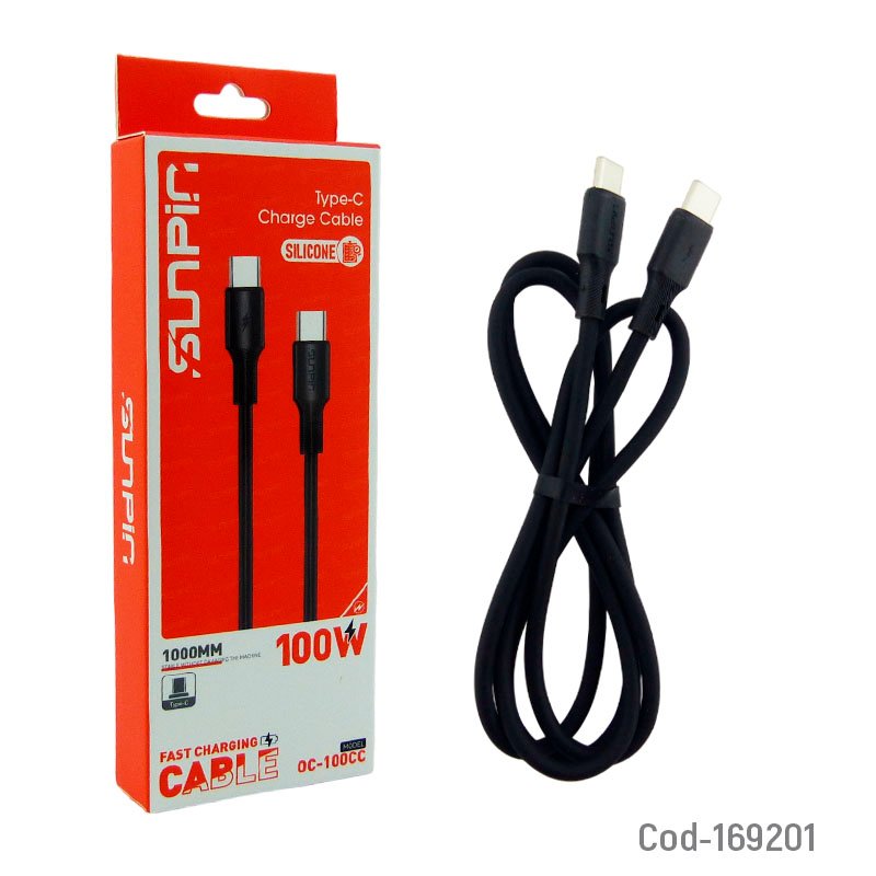 Cable Macho Doble Type-C De 1 Metro Marca SUNPIN Con Carga Rapida. por mayor en Chile