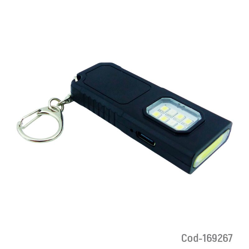 Linterna llavero mini con 1 led cob mas 8 led y baliza. mayorista — imagen 4