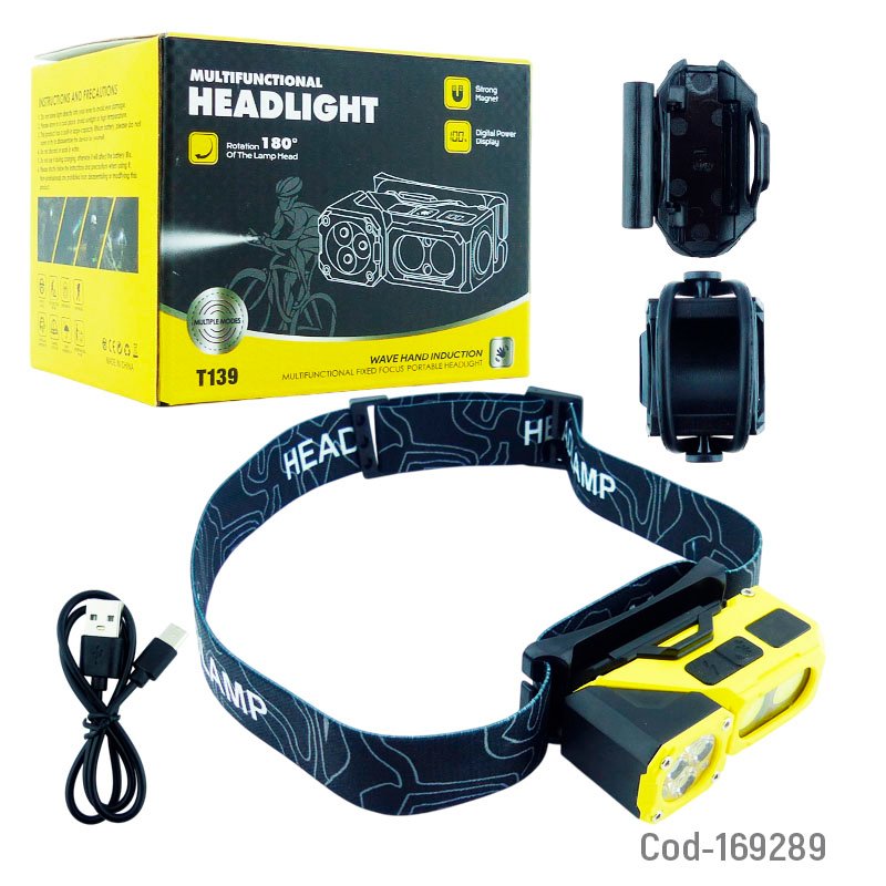 Linterna Minero Multifuncion Modelo T-139 De 2 LED COB Y 3 LED Con Giro De 360 Grados 4.2 cm x 2.3 cm x 4 cm por mayor en Chile