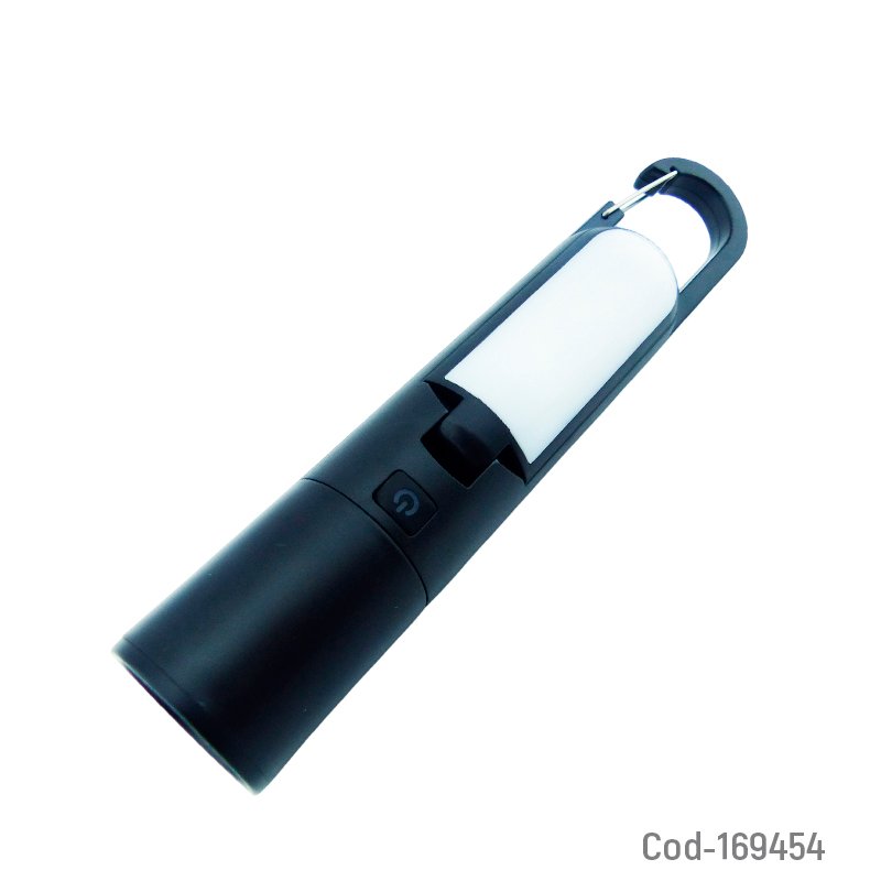 Linterna led de 1 led mas 1 led cob modelo f01 recargable de aluminio con gancho. mayorista — imagen 3
