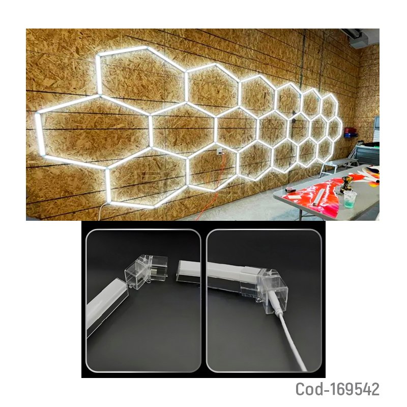 Luz led kit hexagonal para armar de 77 watt con 11 tubos de 45 cm para 2 hexagonos en luz blanca. mayorista — imagen 2