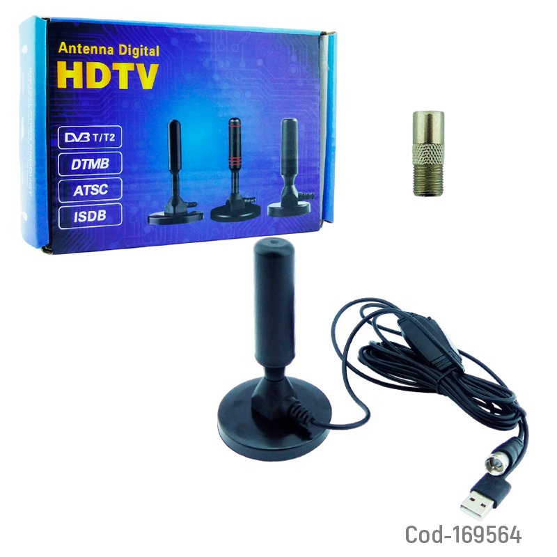 Antena TV Digital HDTV Con Amplificador De Señal E Iman Y Tres Metro De Cable. 6.3 cm x 10.5 cm por mayor en Chile
