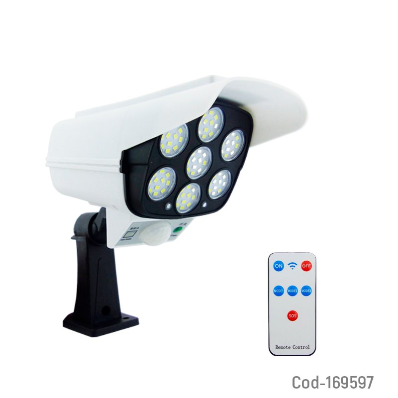 Foco solar led de 77 led tipo camara modelo 2178t con soporte, control remoto y sensor de movimiento mayorista — imagen 3