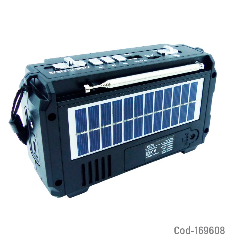 Radio multi banda solar con dinamo marca yuegan modelo yg-777bts con linterna, usb, aux, dc y tf. mayorista — imagen 2
