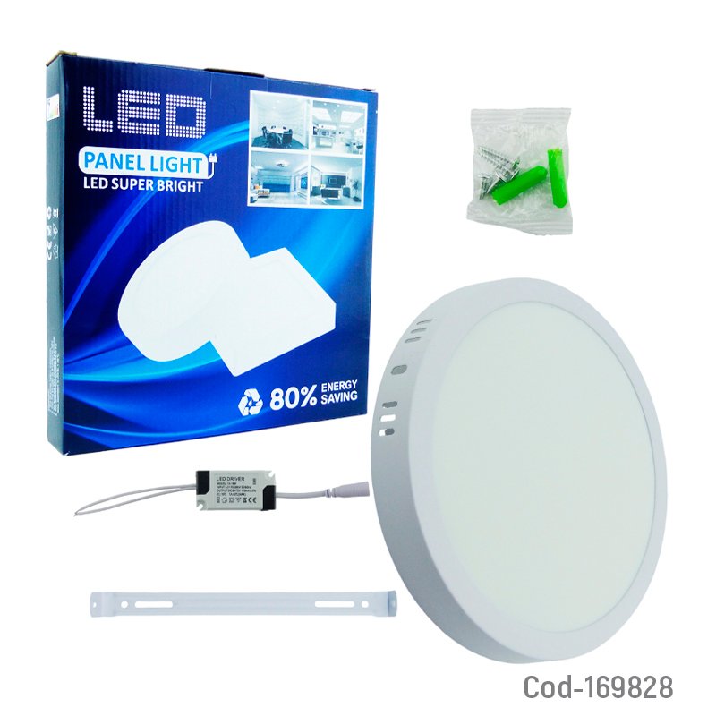 Foco LED Panel De 18 Watt Sobrepuesto Redondo De Luz Fria - Pack de 10 unidades 20.5 cm x 2.3 cm por mayor en Chile