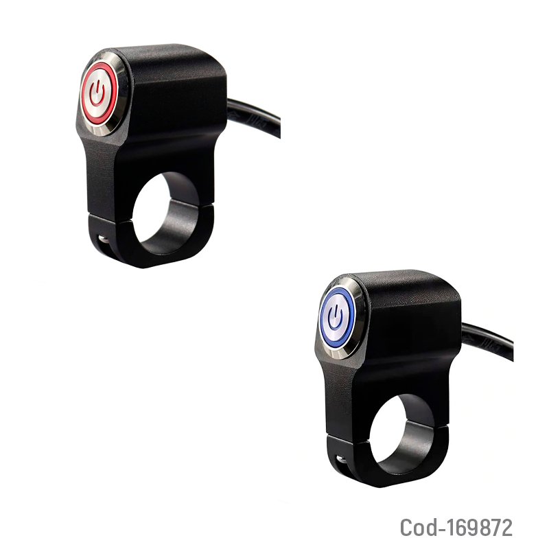 Pulsador para luz auxiliar de moto con luz indicadora en dos colores a elegir - pack de 10 unidades mayorista — imagen 2