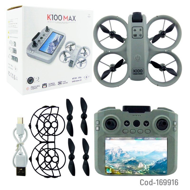 Drone Modelo K100 Wifi De Dos Camaras Con Control De Pantalla Y Estuche. 12.5 cm x 10.2 cm x 3.7 cm por mayor en Chile