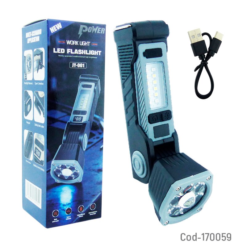 Linterna LED Modelo JY-001 De 7 Mas 12 LED Con Giro De 90 Grados, Iman Y Recargable. 16.5 cm x 5 cm x 4.5 cm por mayor en Chile