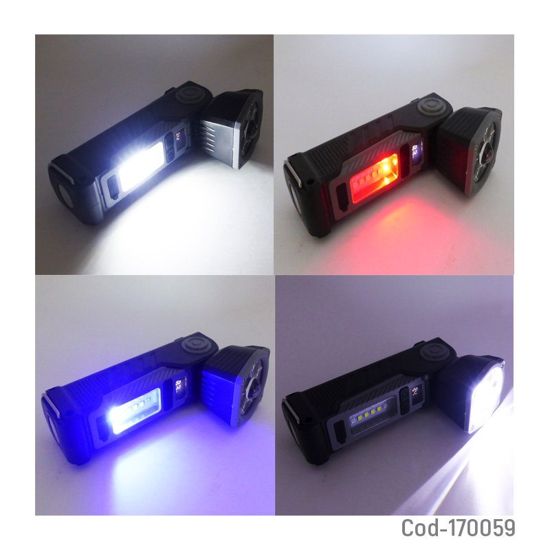 Linterna led modelo jy-001 de 7 mas 12 led con giro de 90 grados, iman y recargable. mayorista — imagen 3