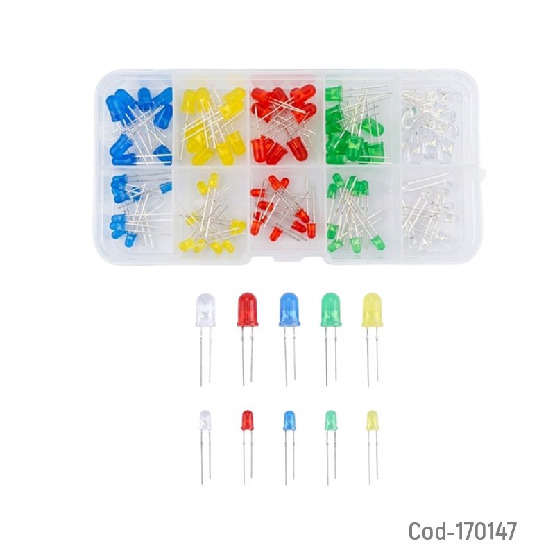 Kit led de 3 y 5 mm diodos de colores set por 100 piezas - pack de 10 unidades mayorista — imagen 3
