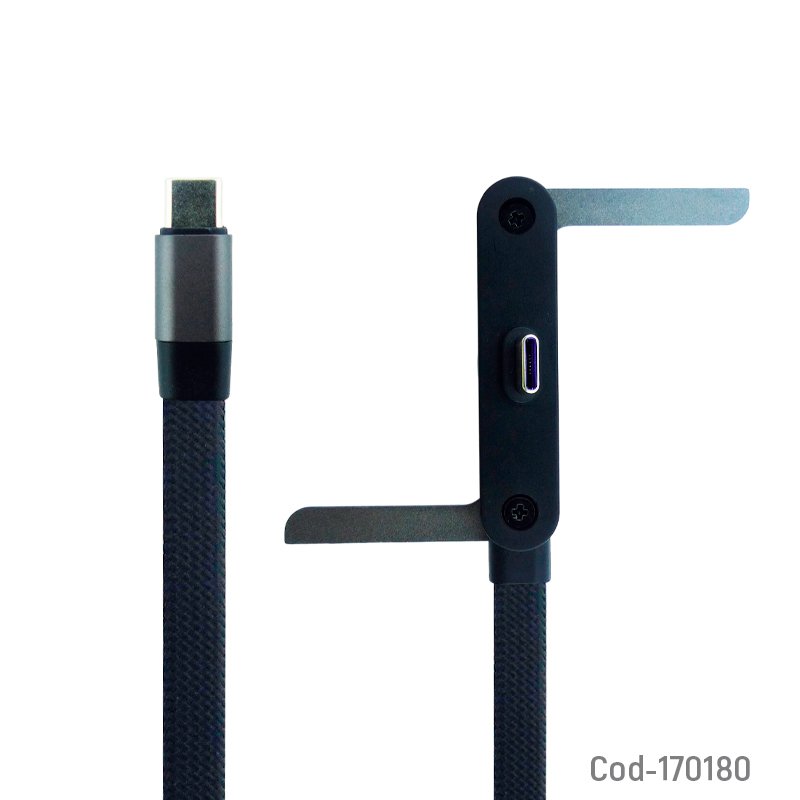 Cable macho doble type-c con soporte para smartphone, de 1 metro hasta 240 watt - pack de 10 unidades mayorista — imagen 2