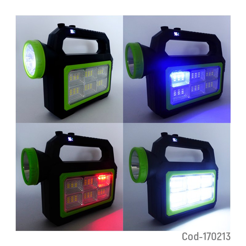 Linterna led solar marca cbk modelo u9t con lampara de 48 led, baliza, indicador de carga y funcion de power bank recarga. mayorista — imagen 4