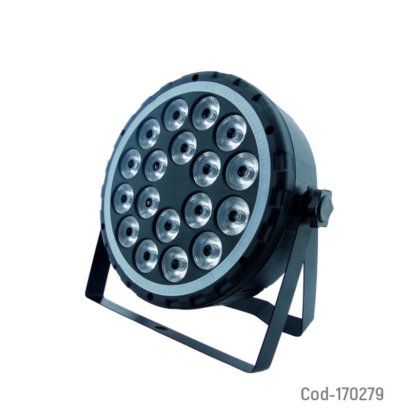 Luz disco de 18 led rgb con aro multicolor, dmx, lcd y con doble brazo de metal mayorista — imagen 4