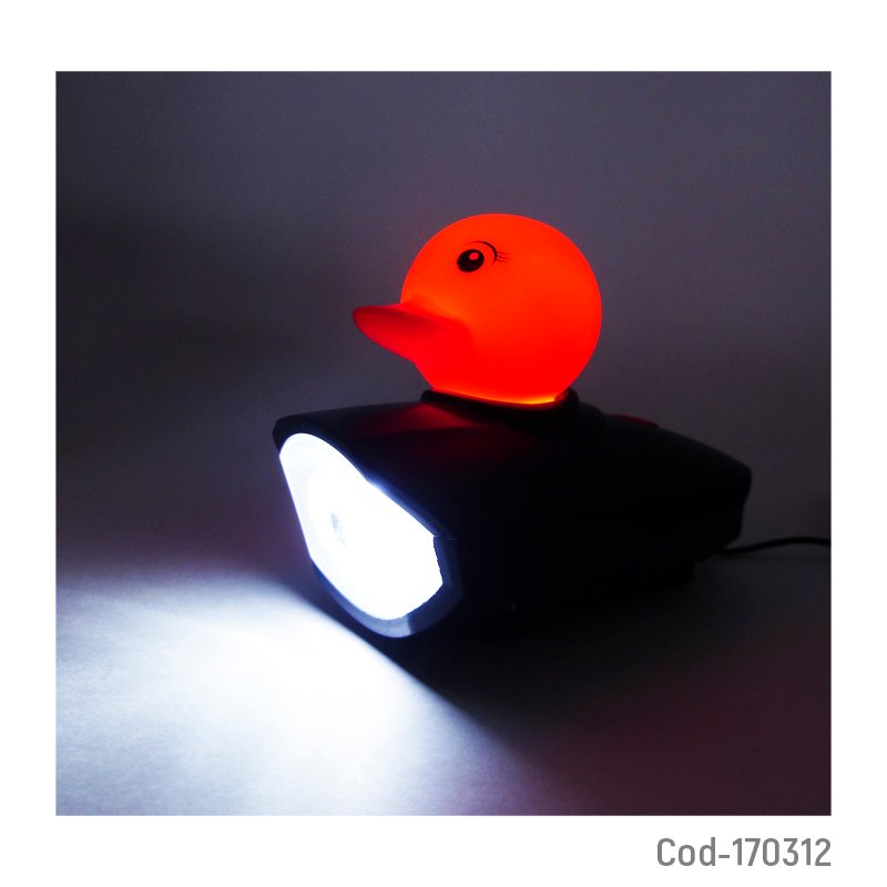 Luz bicicleta con bocina de 5 tonos modelo pato de luz blanca y 4 efectos de iluminacion mayorista — imagen 2