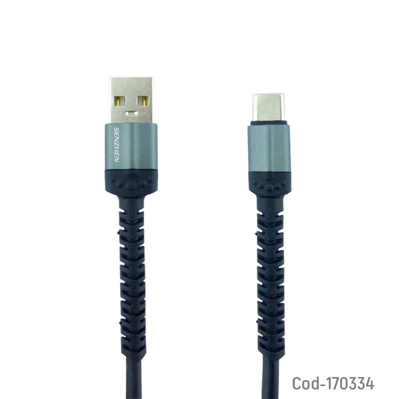 Cable usb a type-c marca senzhen modelo cb157 en espiral de 200 watt y punta de metal. - pack de 10 unidades mayorista — imagen 3