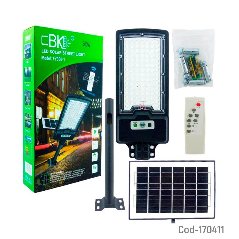 Foco Con Brazo Solar De 300 Watt, Cuenta Con Panel Solar Control Remoto Y Sensor. Modelo FY300 De 99 LED. 35 cm x 15 cm x 6 cm por mayor en Chile