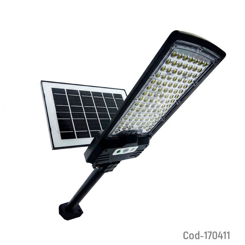 Foco con brazo solar de 300 watt, cuenta con panel solar control remoto y sensor. modelo fy300 de 99 led. mayorista — imagen 3