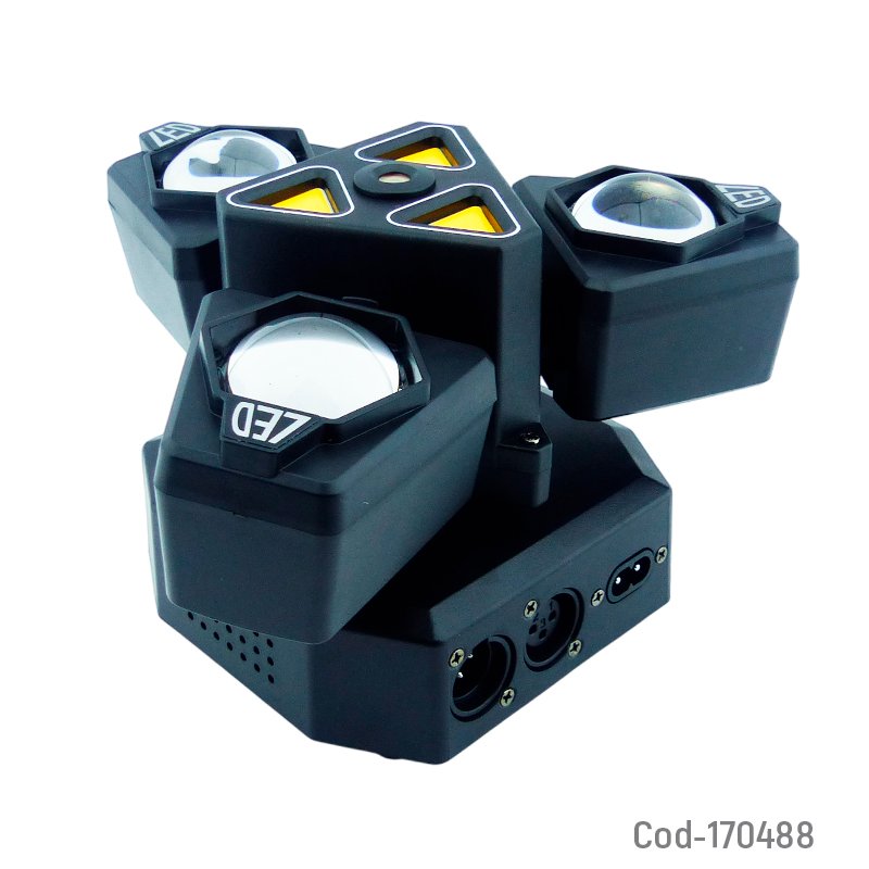Moving head triangular de 3 mini cabezas, 3 led, 3 laser con pantalla lcd y compatible con dmx mayorista — imagen 2